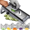 thumbnail image 1 of CHEFOLLA Cortador de Verduras, Rallador de Acero Inoxidable Cocina, Multifuncional Picador de Verduras con 5 Cuchillas Ajustable, Cepillo de Limpieza y Guante Resistente a Corte, para Cebollas, Papas, 1 of 8