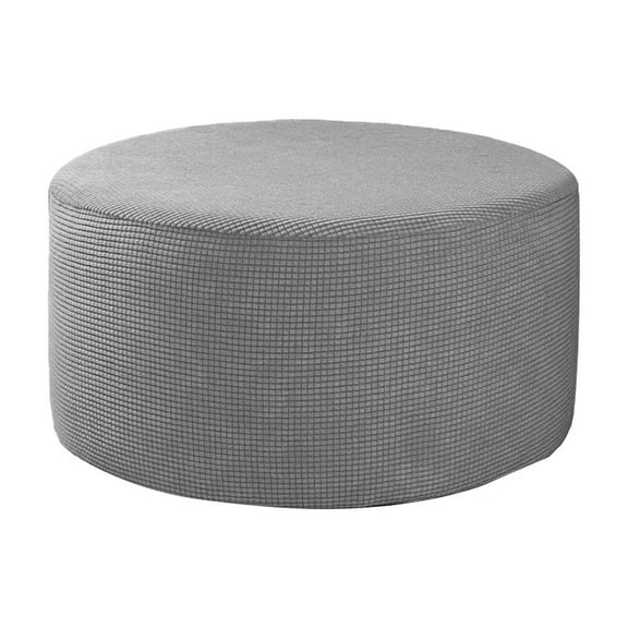 Thickened Solid Color Round Ottoman Cover - Elastic, Full - Cover, Machine Washable, Universal Fit, Durable