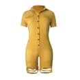 thumbnail image 3 of Penkiiy Women's Large Hole Denim One Piece Shorts Jumpsuits Control Panties S Yellow on Clearance, 3 of 7
