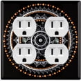 thumbnail image 1 of Metal Light Switch Plate Cover Orange Black Mandala Circle Pattern MDL005, 1 of 13
