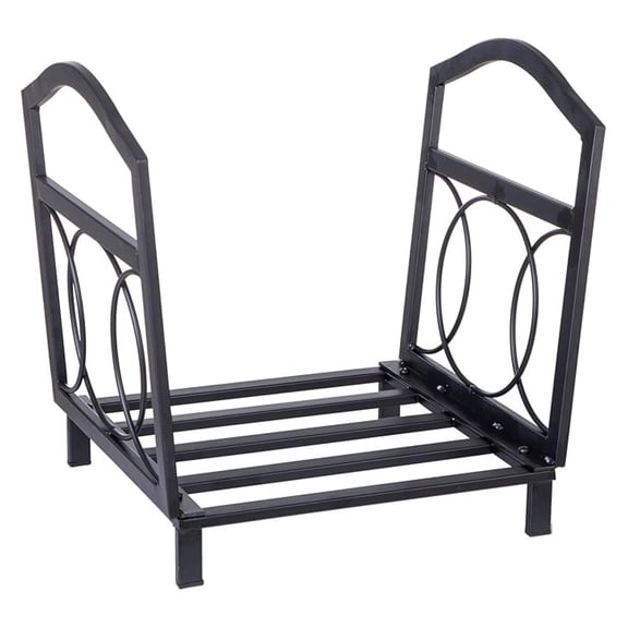 Firewood Rack Outdoor Indoor, Iron Fire Wood Heavy Duty Holder Log Rack, Black, 17" L X 13" W X 16" H
