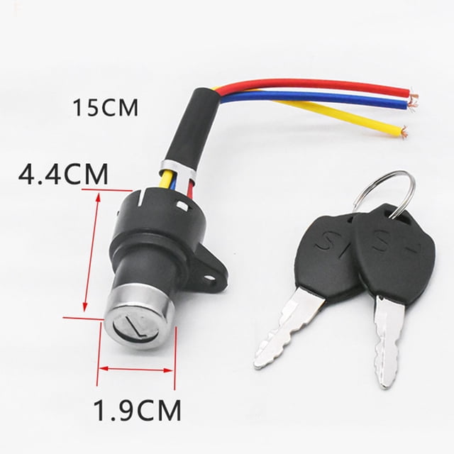 Yimiti Ignition Key Switch 3 Wire Position For Electric Scooter E-Bike Lock+Key,L