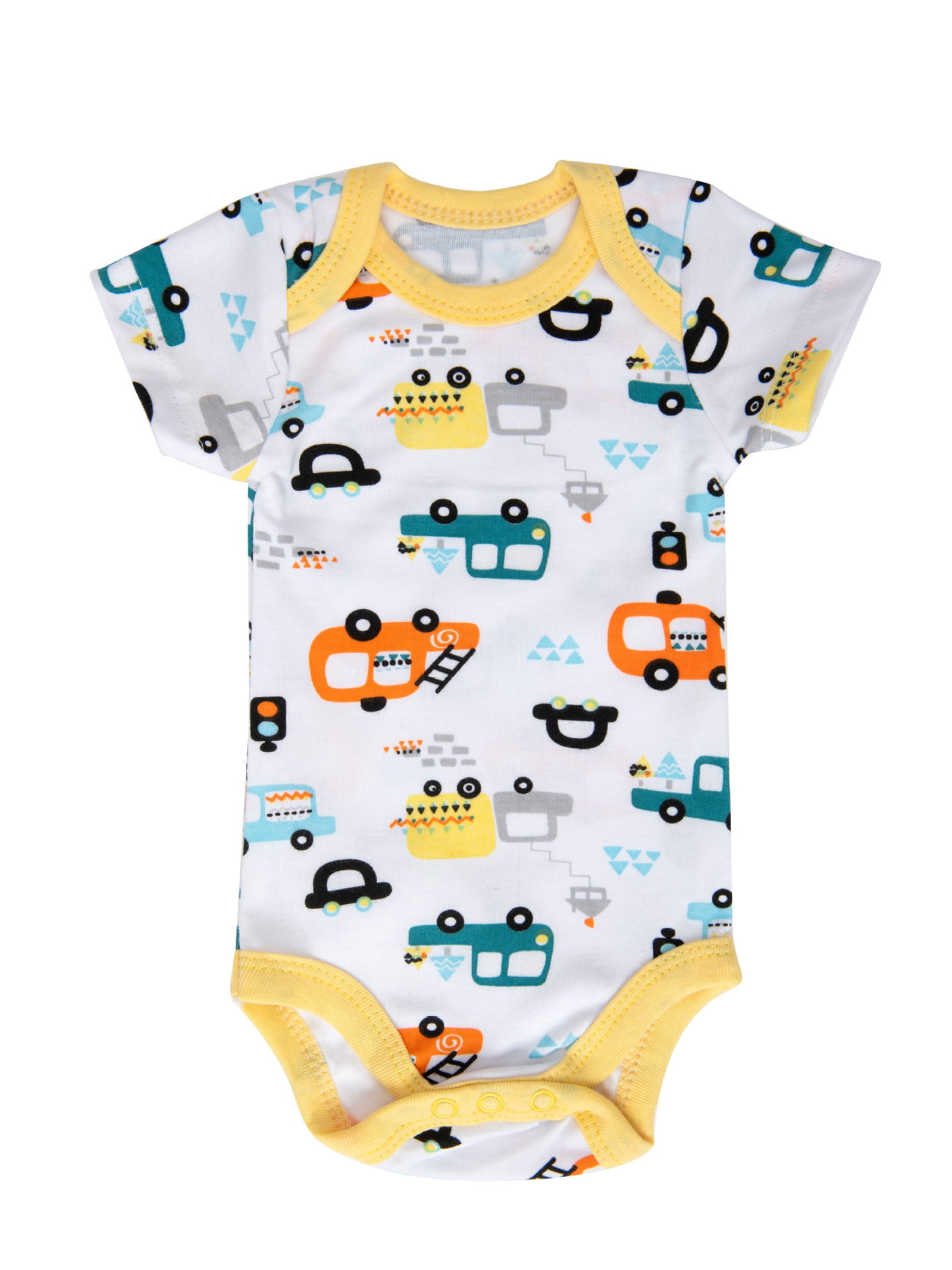 HWJAD Baby Boys 100% Cotton 5-pack Short Sleeve Bodysuits Onesies for Newborn Infant Baby