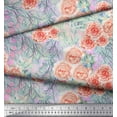 thumbnail image 3 of Soimoi Pink Moss Georgette Fabric Leaves & Rose Flower Decor Fabric Printed BTY 42 Inch Wide, 3 of 3