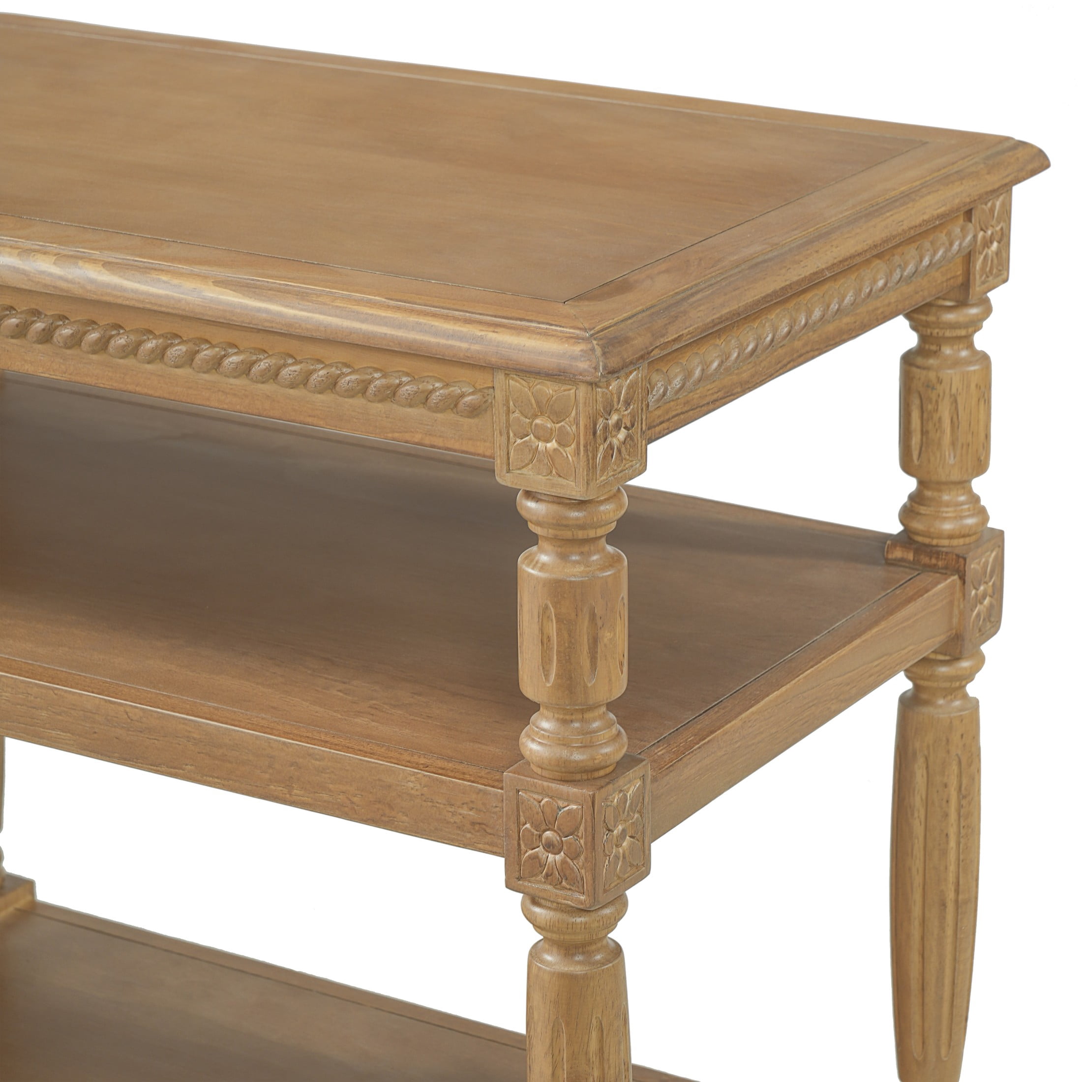 Christopher Knight Home Vintage 3-Tier Wood Console Table, 59" Farmhouse Open Storage Sofa Table, Natural