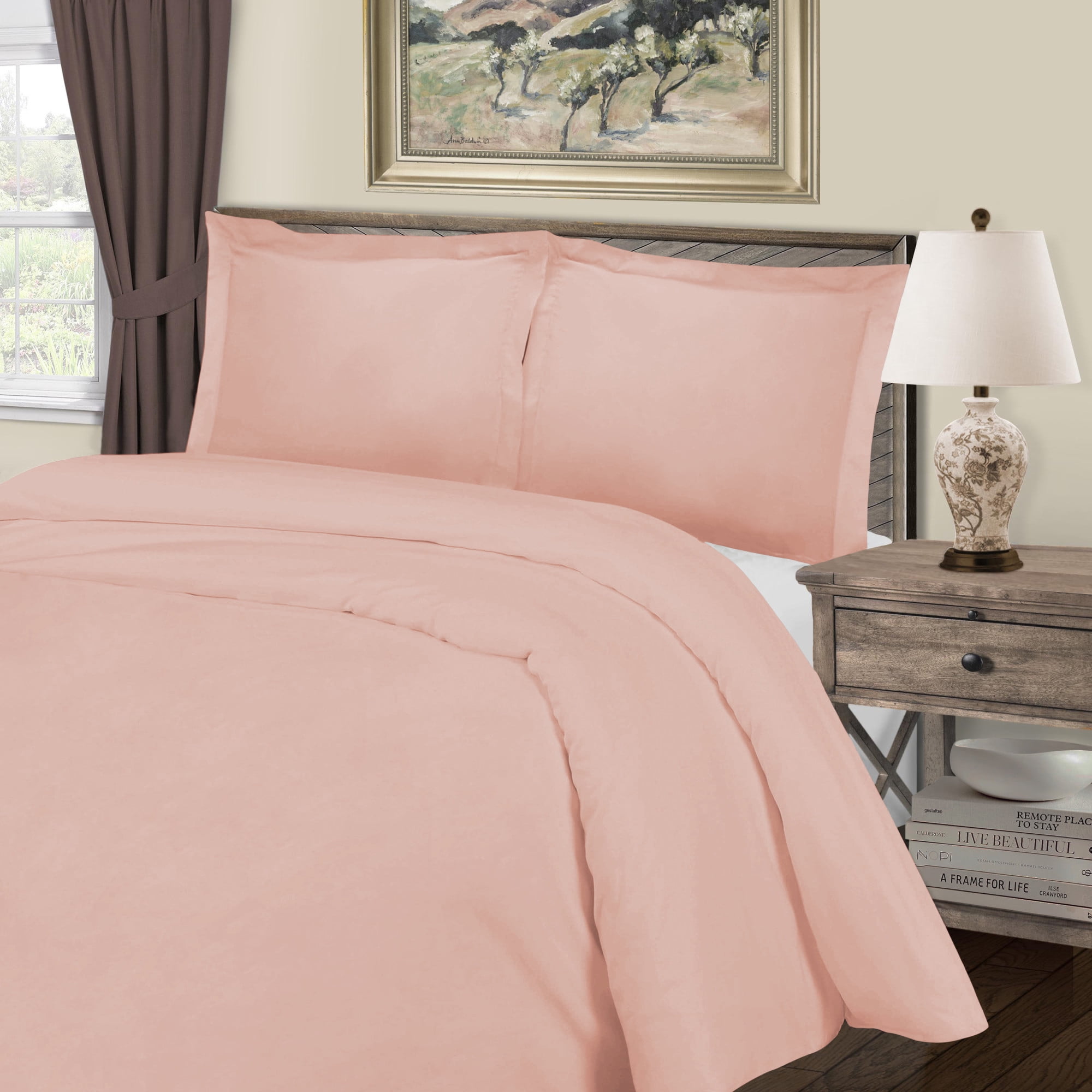 Superior 1000 Thread Count 3-Piece Georgine Duvet Cover Set, Full/ Queen, Blush