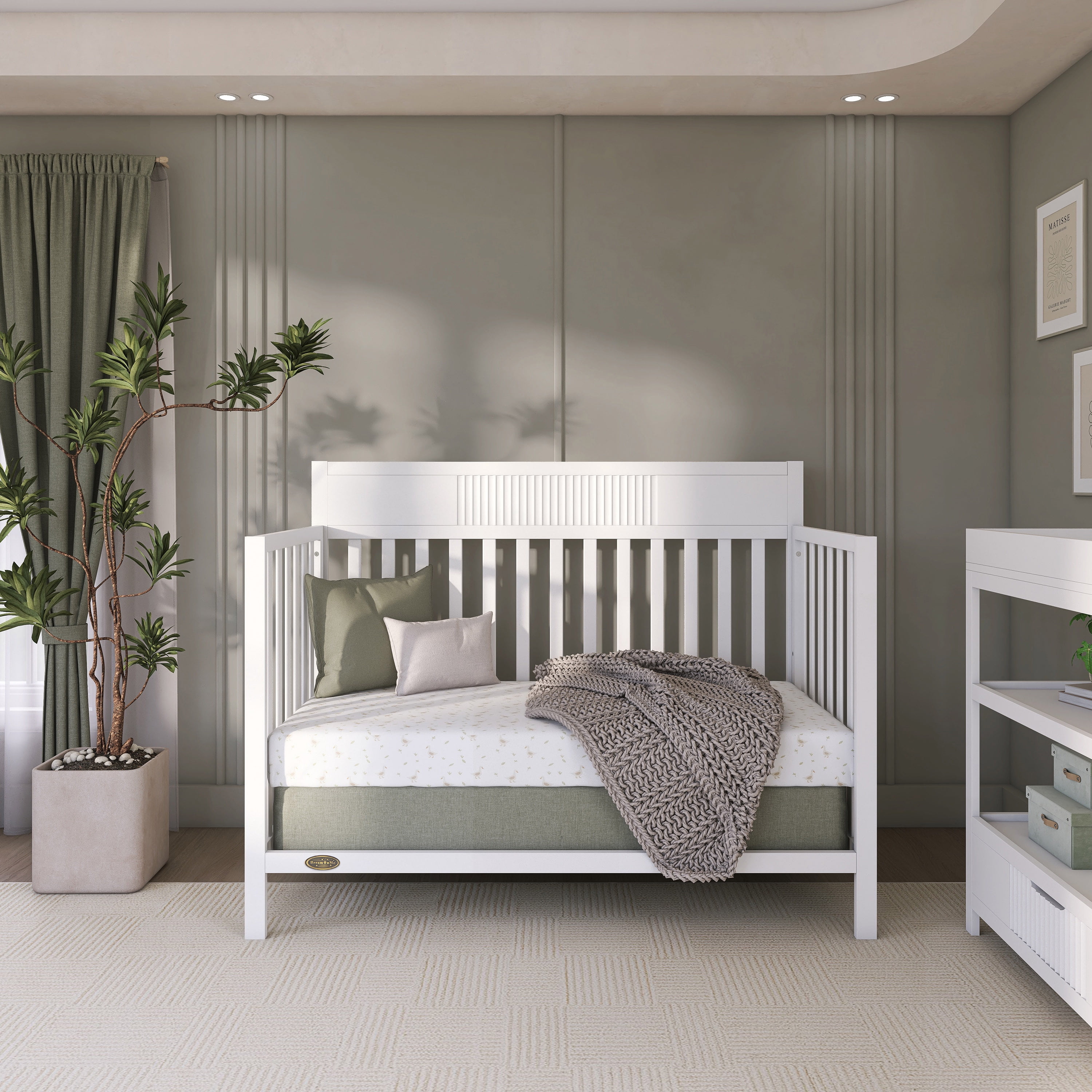 Nursery Bundle, Dream On Me Ivy 5 in 1 Convertible in White and Crib & Toddler Mattress Bundle