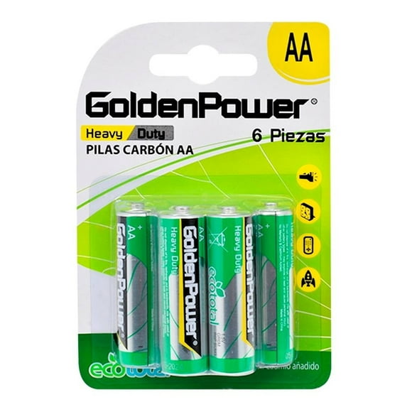 Pilas Prichos AA Heavy Duty Carbón con 6 Piezas