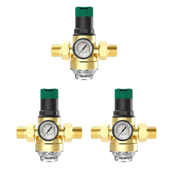 3X Pressure Regulator Water 3/4 Inch, Water Pressure Regulator with Water Pressure Gauge and Mesh Filter