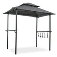 thumbnail image 2 of 5' x 8' Grill Gazebo Outdoor UV Resistant and Waterproof Fabric Canopy Tent with Hook and Bar Counters for Lawn, BBQ Double Tier Soft Top with Steel Frame for Backyard (Gray), 2 of 8