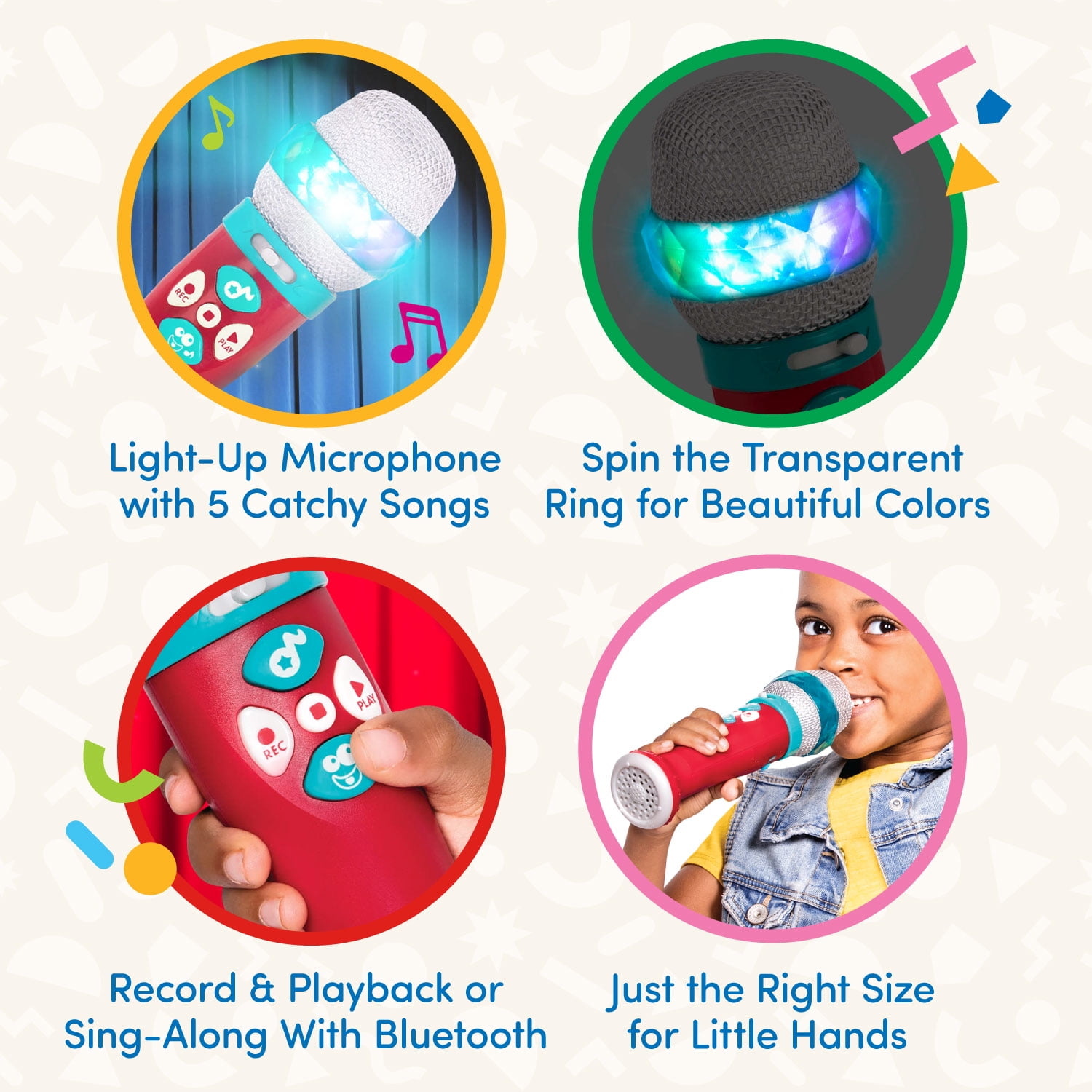 Battat Musical Light Show Microphone Kids Mic with Songs, Toddler and Preschool Toys
