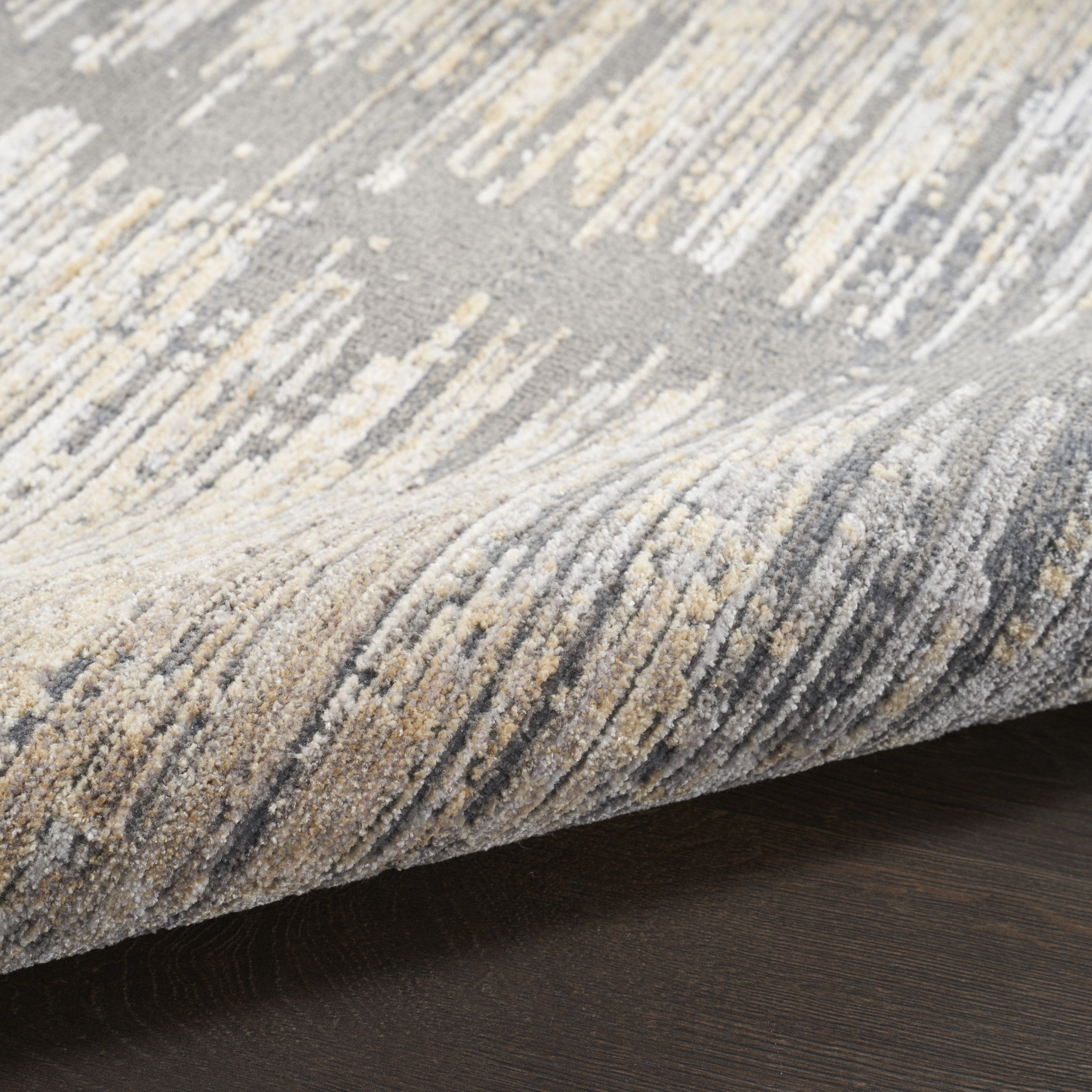 Nourison Modern Abstract Abstract Grey Gold 2'2" x 8' Area Rug (2x8)