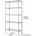 thumbnail image 3 of Estante de 5 Niveles con Ruedas,Estante de Malla Metálica Ajustable,Organizador de Almacenamiento de Servicio Pesado,con 4 Ganchos,Adecuado para Cocina,Sala de Estar,baño (Plata), 3 of 7