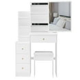 Maritcute Cushioned Stool Vanity Set with Large Mirror Multiple