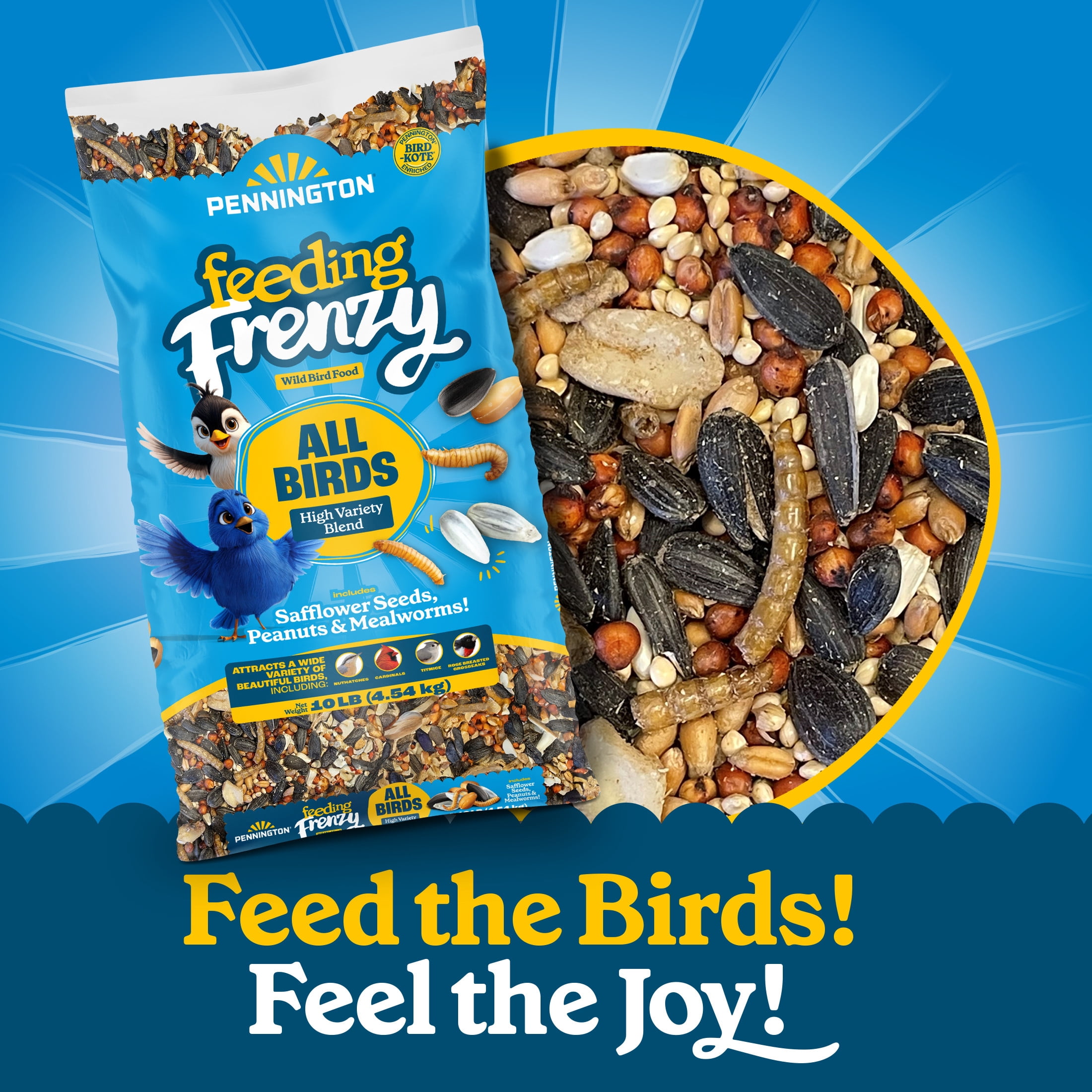 Pennington Feeding Frenzy Wild Bird Seeds, Wild Bird Food Mix, 10 lb.