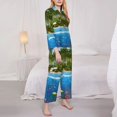 thumbnail image 2 of KLL Island And Coral Reef Print Women's Long Sleeve Pajamas with Pants Sleepwear Loungewear 2 Set-X-Large, 2 of 8