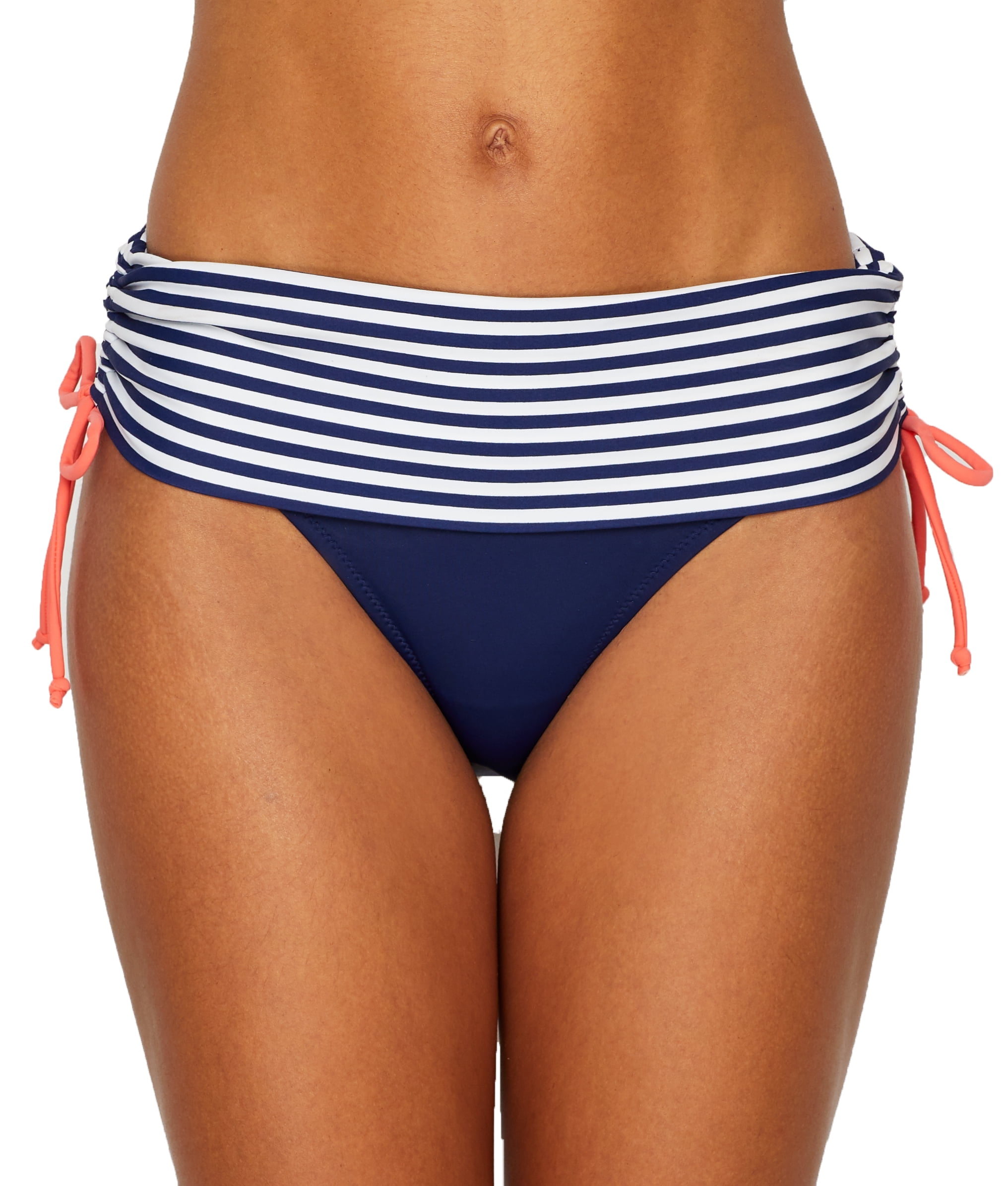 Women's Sea Breeze Stripe Fold Over Brief Bikini Bottoms Pour Moi