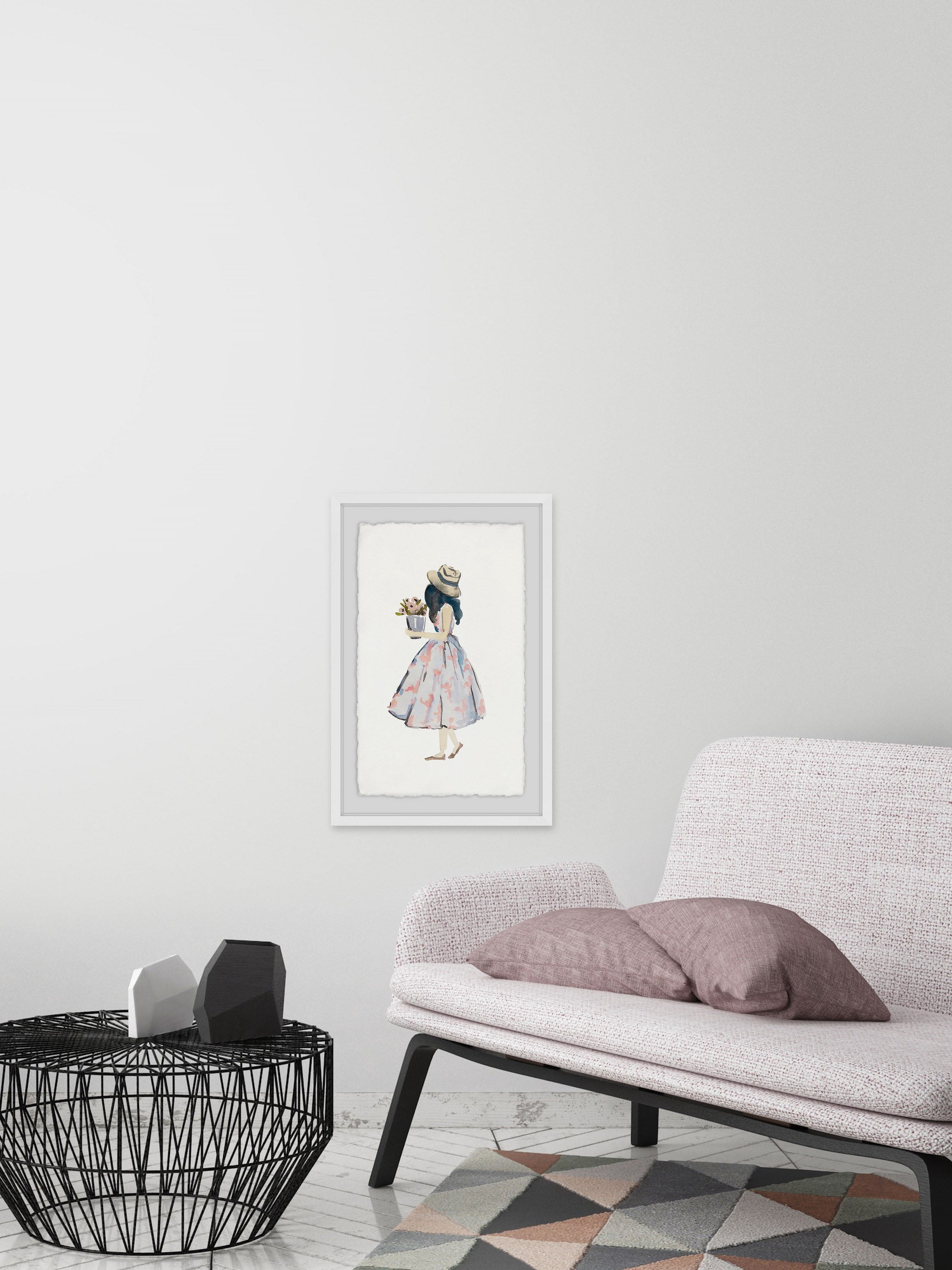 Pink Poodle Dress Framed Painting Print