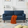 thumbnail image 5 of Gewnee 65" Modern Loveseat Couch, Upholstered Sofa with Removable Back Cushion and 2 Bolster Pillows, Contemporary Loveseat for Living Room, Home Office, Bedroom(Navy blue), 5 of 14