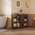 thumbnail image 6 of Coffee Bar Cabinet, Lofka 42" Farmhouse Kitchen Storage Sideboard Buffet Cabinet with 8 Shelves & 1 Drawer, Multifunctional Console Table for Dining Living Room Entryway Coffee Station, Dark Brown, 6 of 9