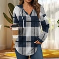 thumbnail image 2 of Dyfzdhu Long Sleeve Shirts For Women Hoodies Long Sleeve Plaid Shirts Lightweight V Neck Oversized Pullover Sweatshirts Casual Fall Sweater Tops Womens Blouses, 2 of 7