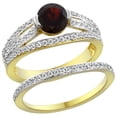 thumbnail image 1 of 14K Yellow Gold Natural Garnet 2-piece Engagement Ring Set Round 6mm, size 5.5, 1 of 2