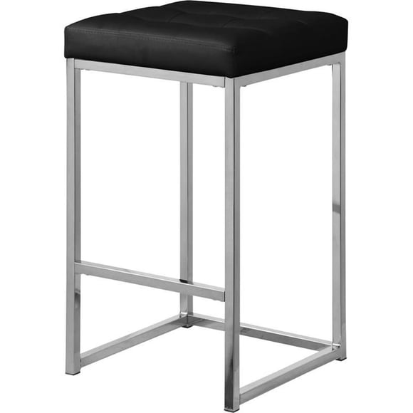 Meridian Furniture Nicola Tabouret de Comptoir en Cuir Noir de 26,5 Po H (Ensemble de 2)
