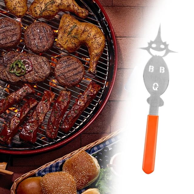 Tenedor de barbacoa Cola Herramientas de parrilla reutilizables acero inoxidable chico naranja