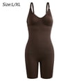 thumbnail image 2 of Body para mujer, moldeador de abdomen, sin costuras, hasta medio muslo, moldeador de cuerpo completo, ajustable, marrón, 2 of 6