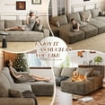 thumbnail image 5 of Muumblus 135" Cloud Sectional Sofa with Left Chaise, Oversized Cozy Modular Sofa with 3 Ottomans, Plush Corduroy Sleeper Bed Couch, No Assembly Required, Camel, 5 of 9