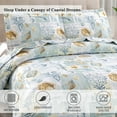 thumbnail image 3 of Jessy Home Ocean Beach Quilts Set Queen/Full Size Conch Seashell Starfish Seaweed Bedspreads Coastal Bedding, 3 of 7