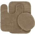 thumbnail image 2 of #6 Taupe 3-Piece Bathroom Mat Rug With Lid Cover Set, Plain Embossed Large Rug , Contour Mat , and Toilet Lid Cover with Rubber Backing, 2 of 3