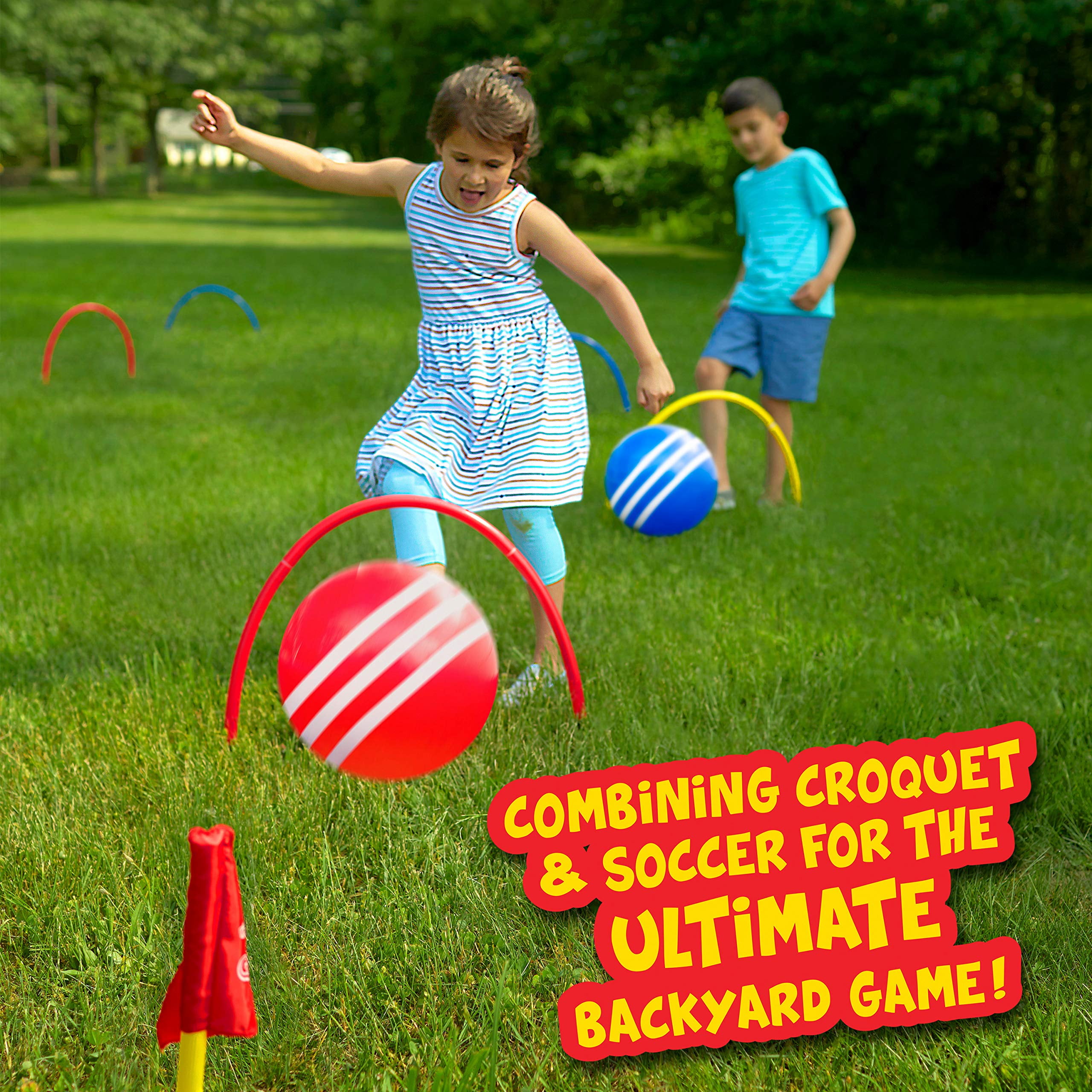 Kick Croquet Game Set Franklin Sports Perfect Combines Soccer and Croquet Great for Outdoor Play, 18.50"
