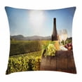 thumbnail image 1 of Wine Throw Pillow Cushion Cover, White Wine with Barrel on Famous Vineyard in Chianti Tuscany Agriculture, Decorative Square Accent Pillow Case, 20 X 20 Inches, Green Brown Light Blue, by Ambesonne, 1 of 2