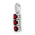 thumbnail image 5 of Auriga 14k White Gold 3-stone Garnet and Diamond Pendant for Women (L-16.3mm, W-3.6mm), 5 of 7