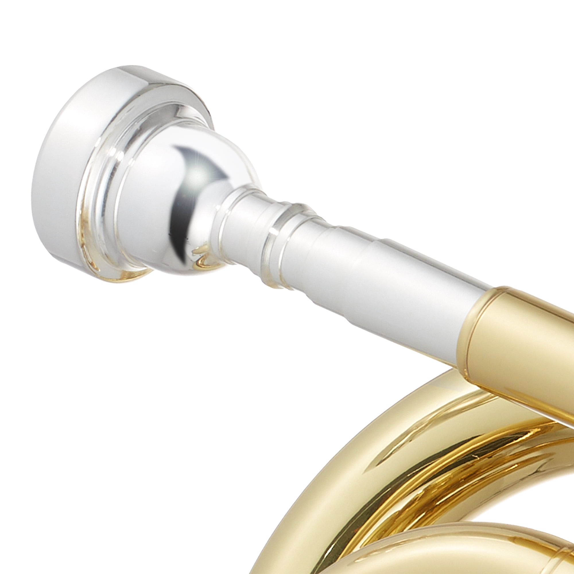 Ashthorpe Bb Brass Pocket Trumpet with Gold Lacquer Finish - Includes Case, Mouthpiece, Gloves, Cleaning Cloth, Valve Oil