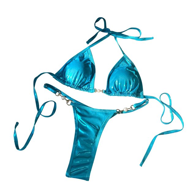 BKQCNKM Bikini Sets for Women, Micro Bikini, Triangle Bikini, String Bikini, Blue L