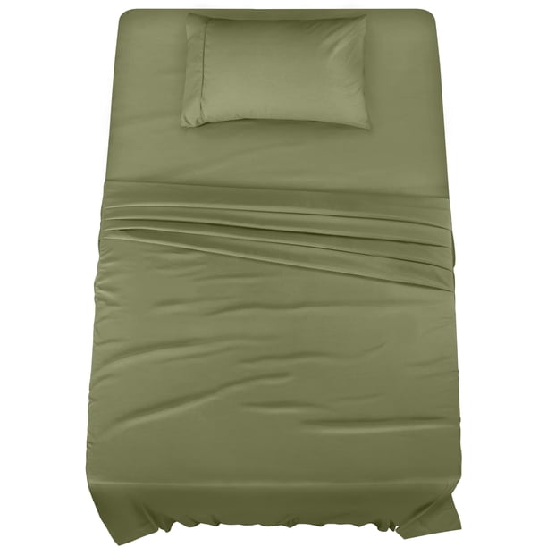 Juego de sábanas Utopia Bedding Twin, 3 piezas, microfibra, color oliva