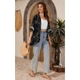 thumbnail image 4 of Uvplove women's Swimsuit Cover Up Shirt Lightweght Puff Sleeve Cardigan Chiffon Blouse Top,Black Leaves,L, 4 of 8