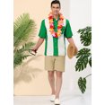 thumbnail image 3 of Lars Amadeus Camisa de retazos a rayas para hombre, manga corta, con botones, informal, color bloque, camisas de verano Verde M, 3 of 6