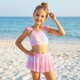 thumbnail image 2 of Girls' Swimwear 2 Piece, Adjustable Fish Scale Design Ruffled Top, with Cover up Skirt for 8-12Y, 2 of 9
