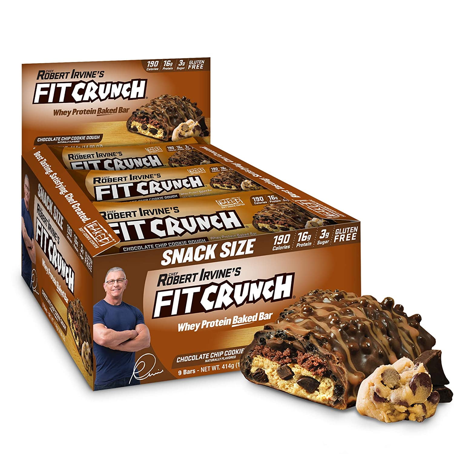 Fit Crunch Snack Size Protein Bar, Chocolate Chip Cookie Dough, 16g Protein, 9 ct.