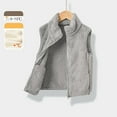 thumbnail image 2 of Little Kid Children's Vest Stand Up Collar Sleeveless Teddy Vest Plain Short With Zip Winter Jacket Warm Clothing Unisex Girls Blouses High Top Softball Cleats for Girls Little 3-4 Years Multi-color, 2 of 3