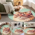 thumbnail image 5 of Round Area Rug 7 Ft, Green Cat Washable Non-Slip Circle Carpet for Living Room/Bedroom, Funny Animals Modern Art Low-Profile Large Runner Mat Collection Rugs for Indoor, 5 of 8