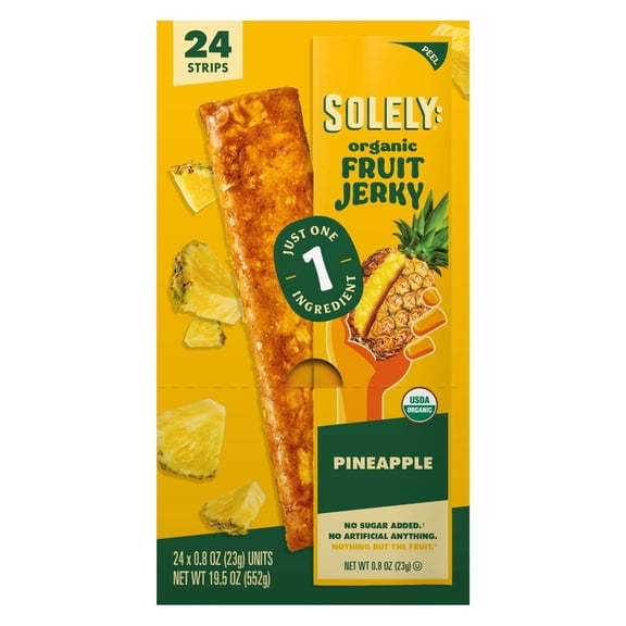 Solely Organic Pineapple Fruit Jerky, 24 Count, 0.8 oz Each