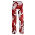 thumbnail image 4 of Domzest Womens Halloween Pajama Pants Halloween Graphic Drawstring Elastic Waisted Pajama Bottoms Wide Leg Cute Pj Bottoms White L, 4 of 5