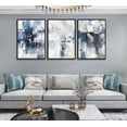 thumbnail image 2 of Navy Blue Abstract Canvas Wall Hieng Modern Minimalist Neutral White Blue and Grey Paintings Pictures Wall Decor Poster Print Hiengwork for Living Room Bedroom Office Home Decora, 2 of 6