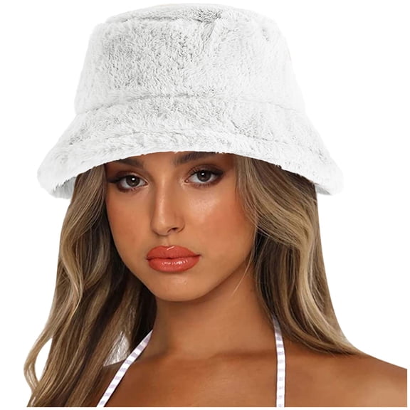 Winter Hats for Women Women's Plush Texture Bucket Hat with Dropped Brim And Cozy Shape Hat for Women