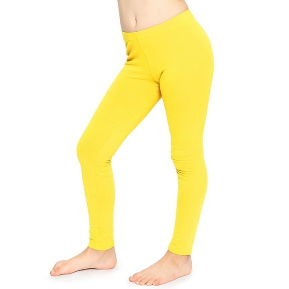 Stretch Is Comfort Stretchy Girl's Cotton Leggings Yellow X-Small