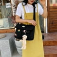 thumbnail image 5 of Bolso Diagonal De Lona Bolso bandolera de lona Mujer Estudiantes Satchel grande con insignia (Colgante negro), 5 of 5